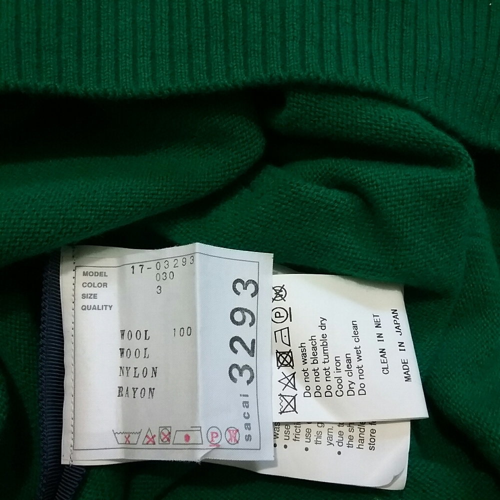 Sacai 100% Wool Embroidered Green Sweater Dress 3 - Picture 11 of 14